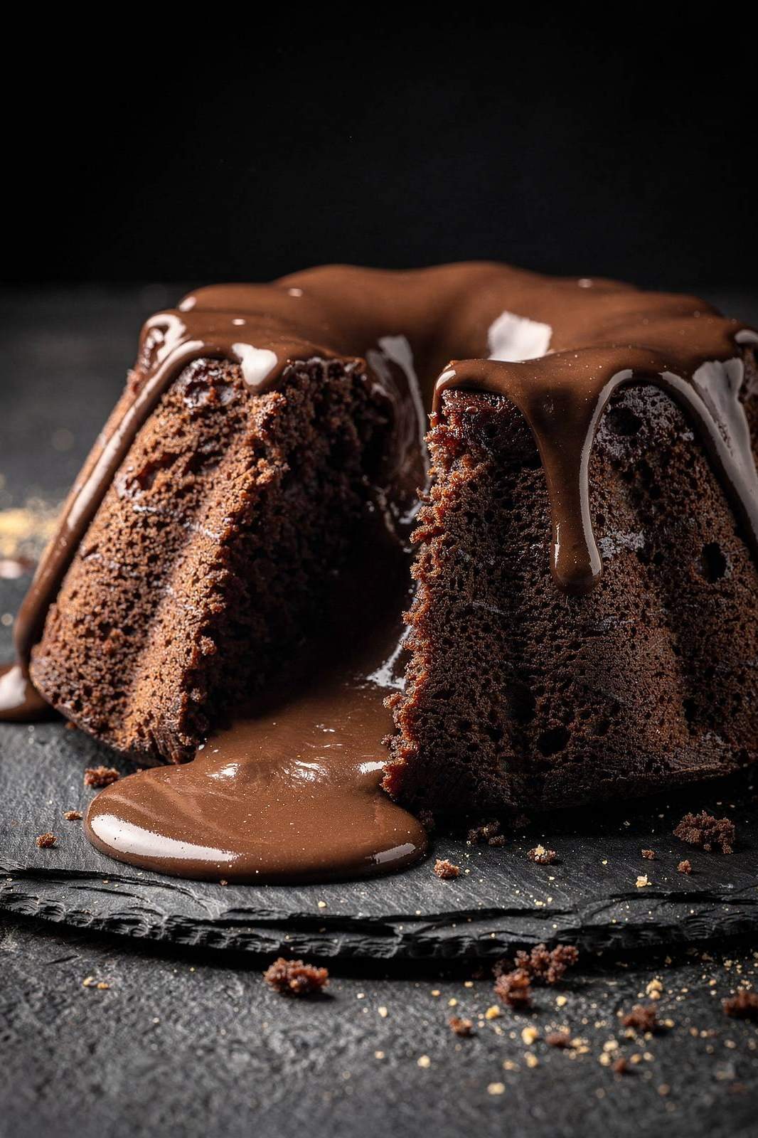 Bolo de chocolate com calda escorrendo