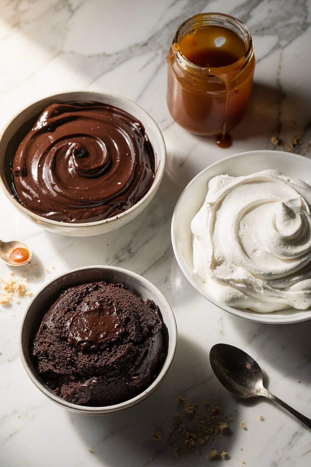 Potes de recheio: brigadeiro, chantilly e doce de leite